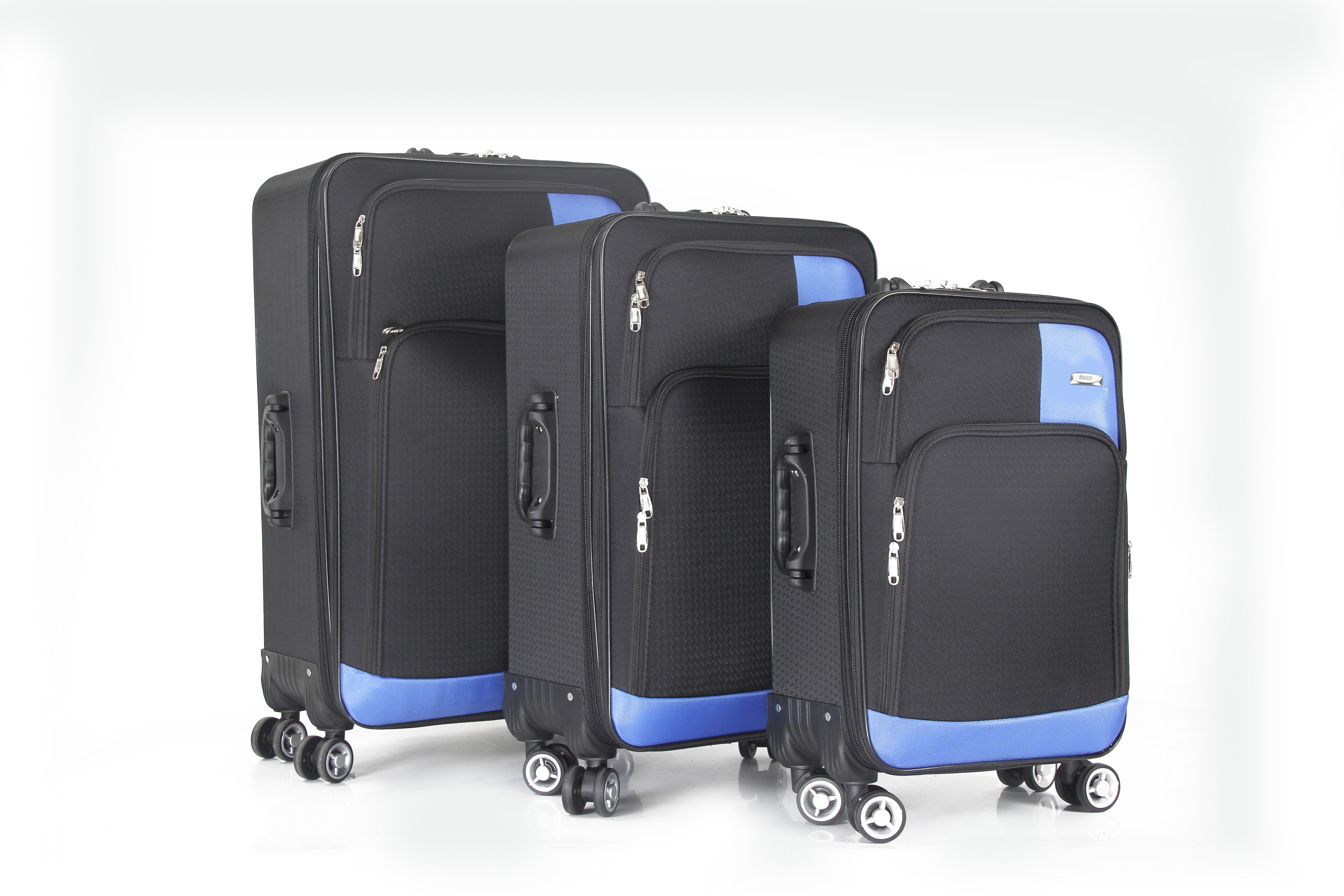 Mirage Brian Soft Shell Lightweight Expandable 360 Dual Spinning Wheels Combo Lock 28", 24", 20" 3 Piece Luggage Set