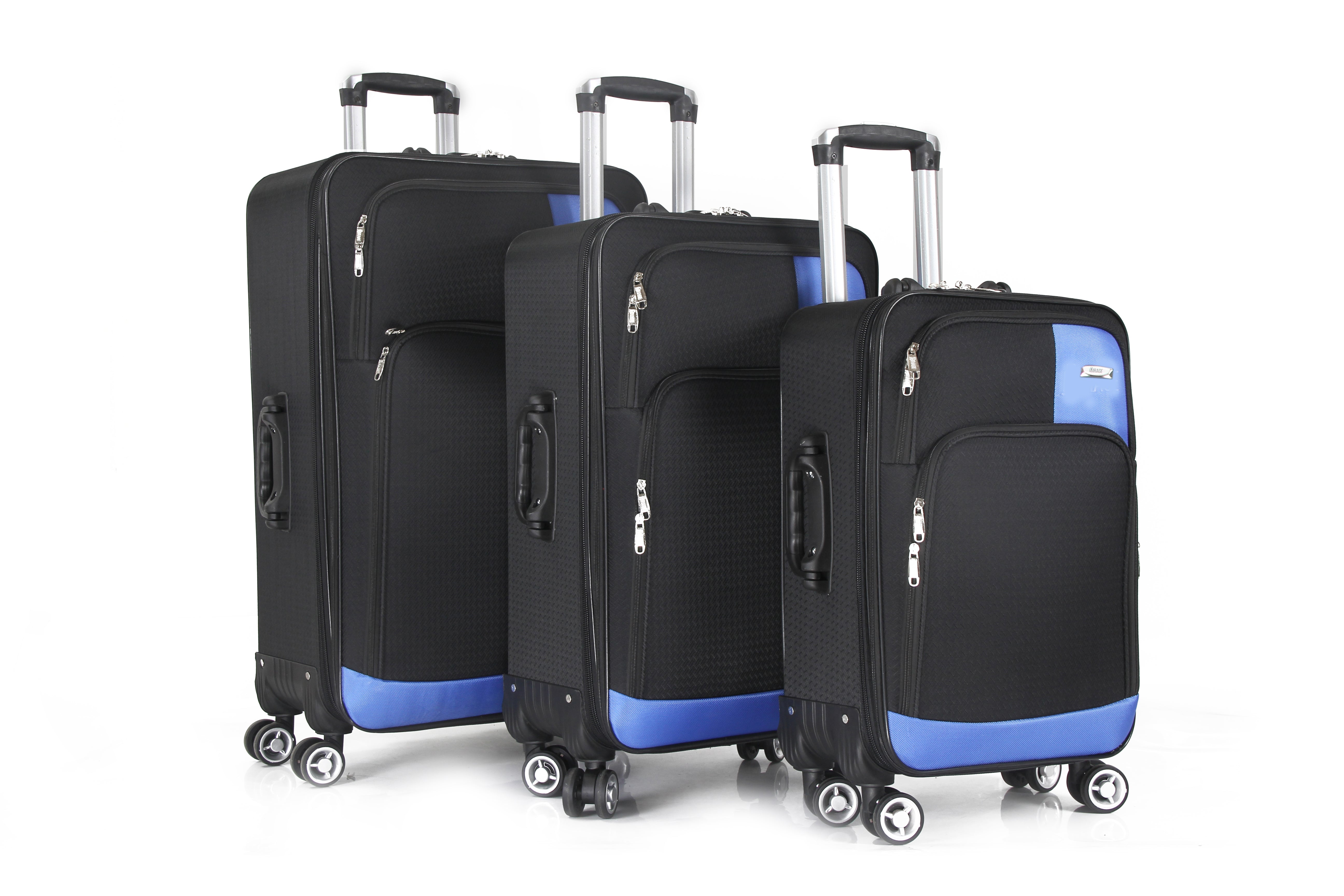 Mirage Brian Soft Shell Lightweight Expandable 360 Dual Spinning Wheels Combo Lock 28", 24", 20" 3 Piece Luggage Set