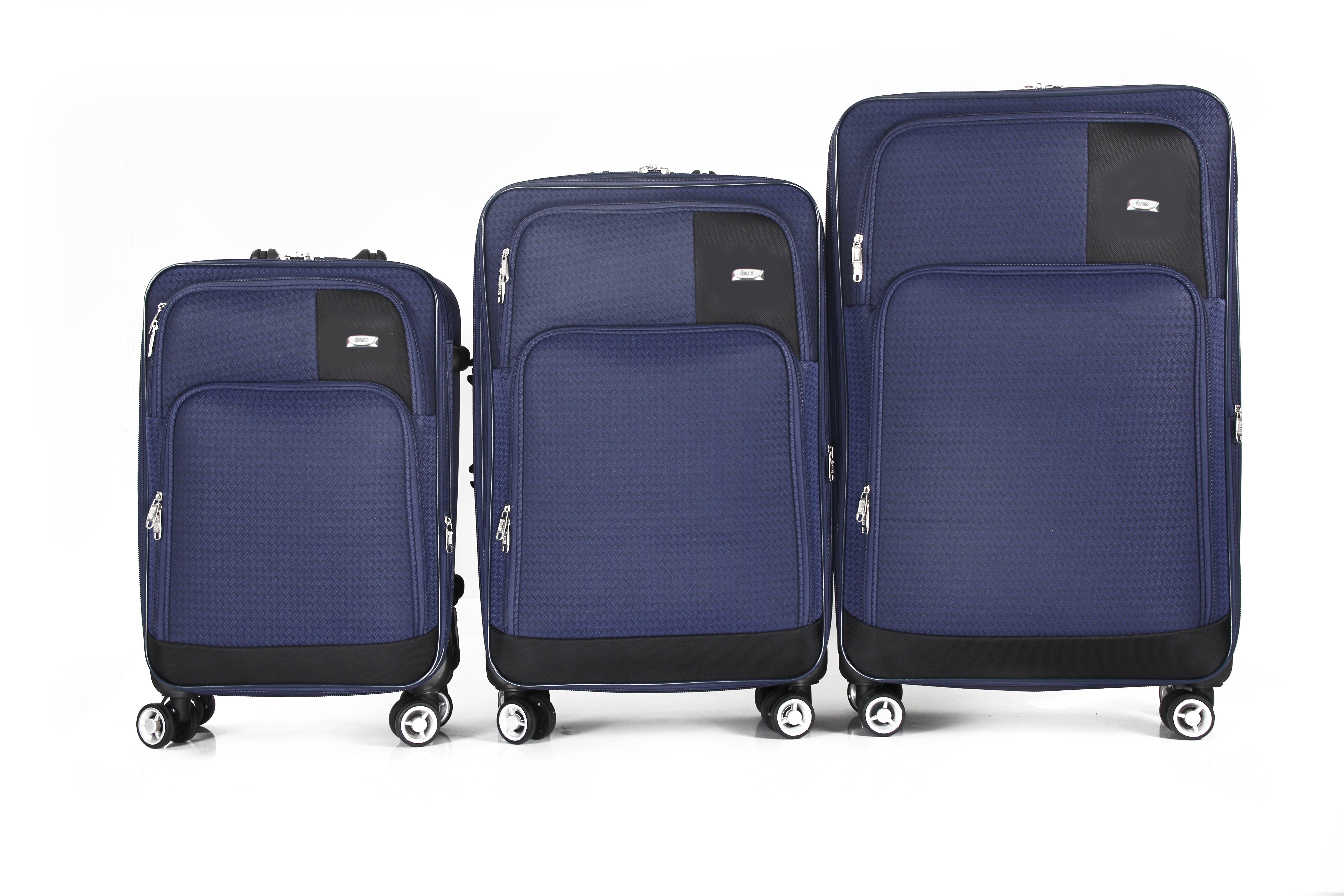 Mirage Brian Soft Shell Lightweight Expandable 360 Dual Spinning Wheels Combo Lock 28", 24", 20" 3 Piece Luggage Set