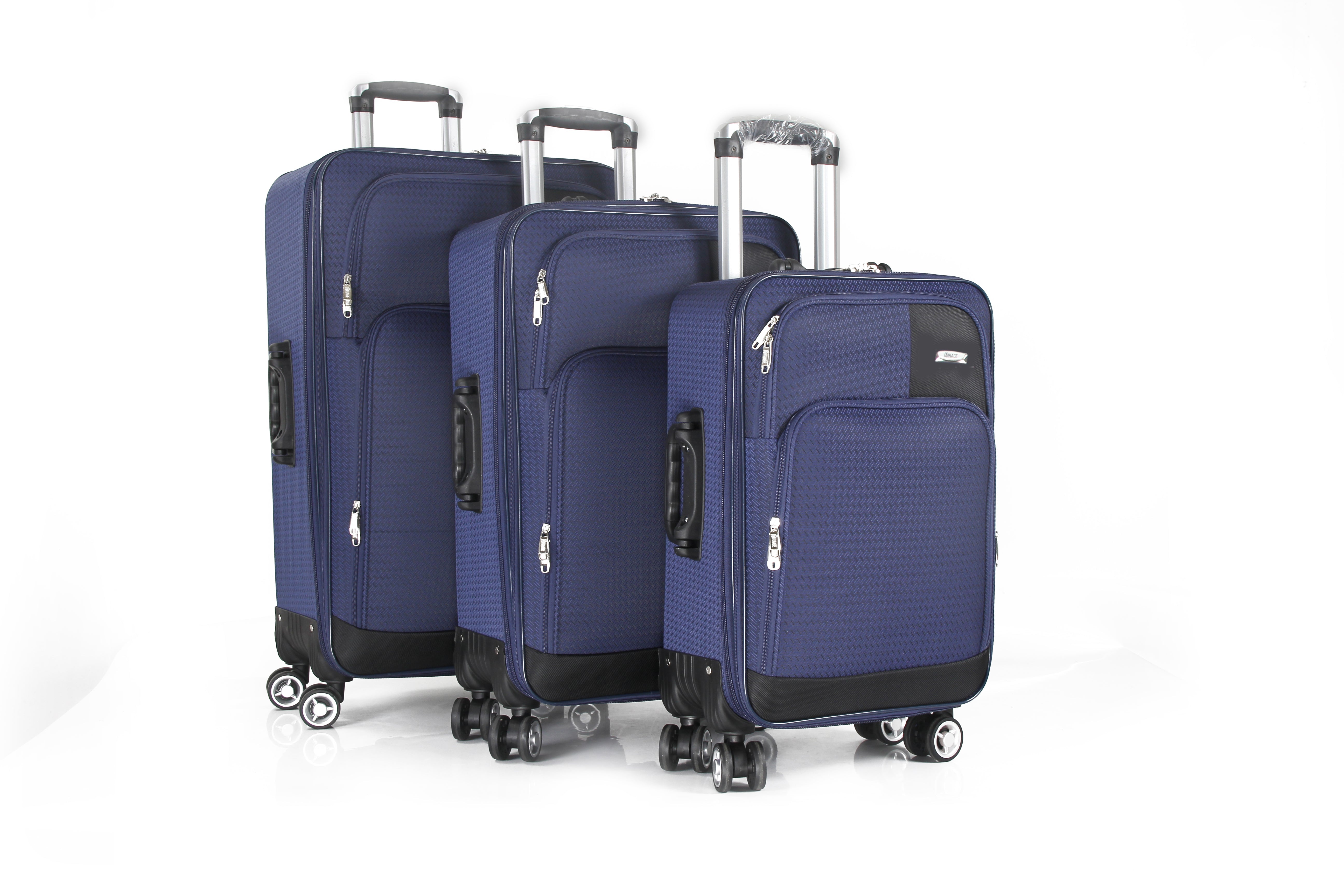 Mirage Brian Soft Shell Lightweight Expandable 360 Dual Spinning Wheels Combo Lock 28", 24", 20" 3 Piece Luggage Set