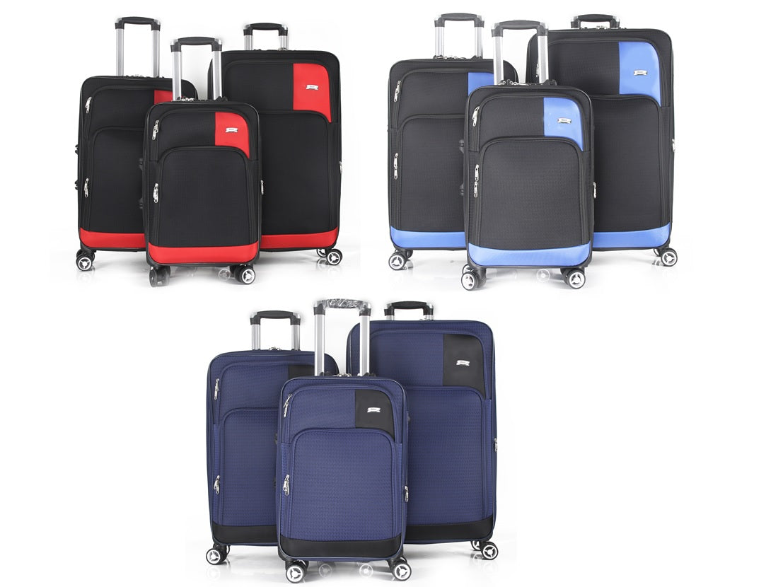 Mirage Brian Soft Shell Lightweight Expandable 360 Dual Spinning Wheels Combo Lock 28", 24", 20" 3 Piece Luggage Set