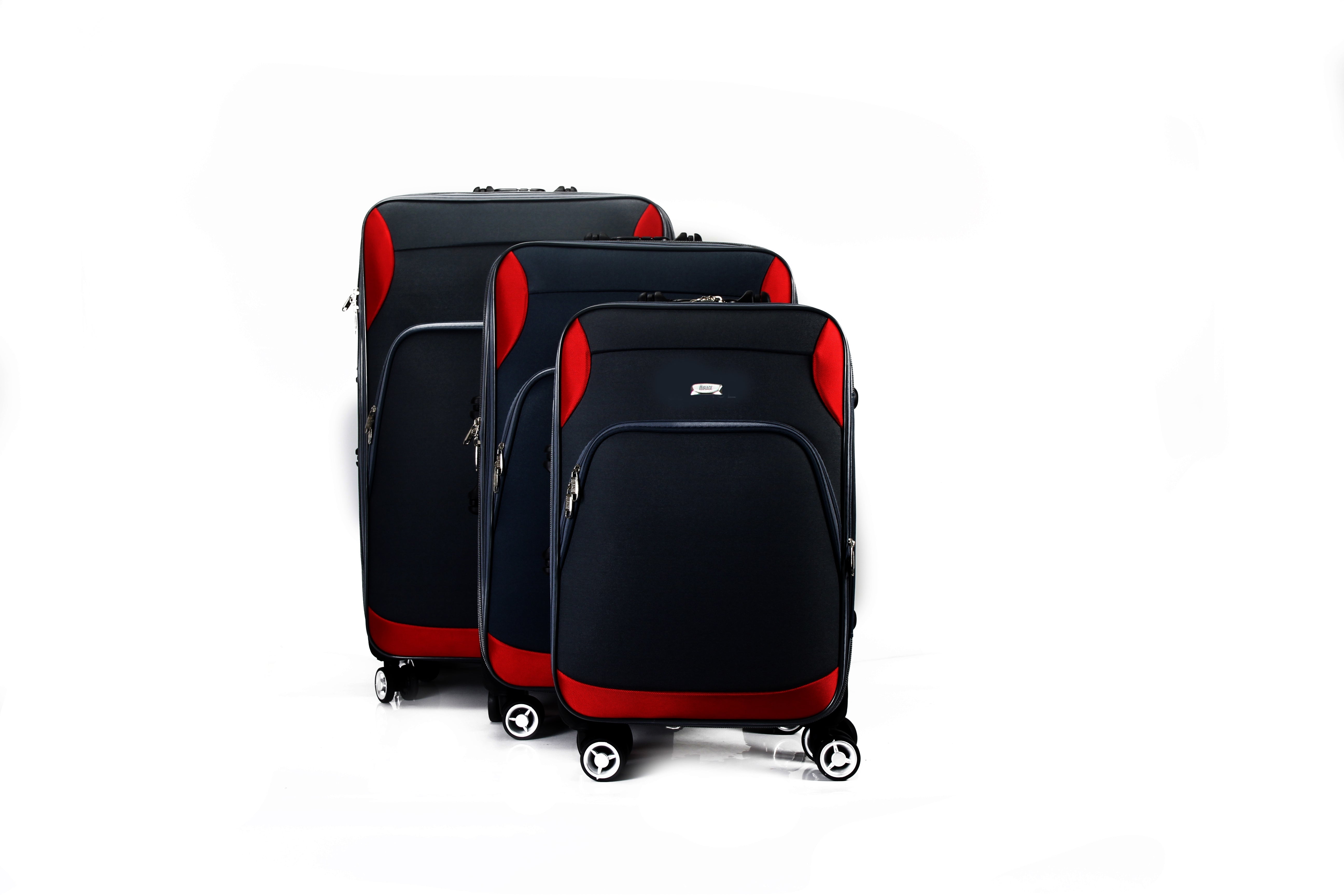 Mirage Letty Soft Shell Lightweight Expandable 360 Dual Spinning Wheels Combo Lock 28", 24", 20" 3 Piece Luggage Set