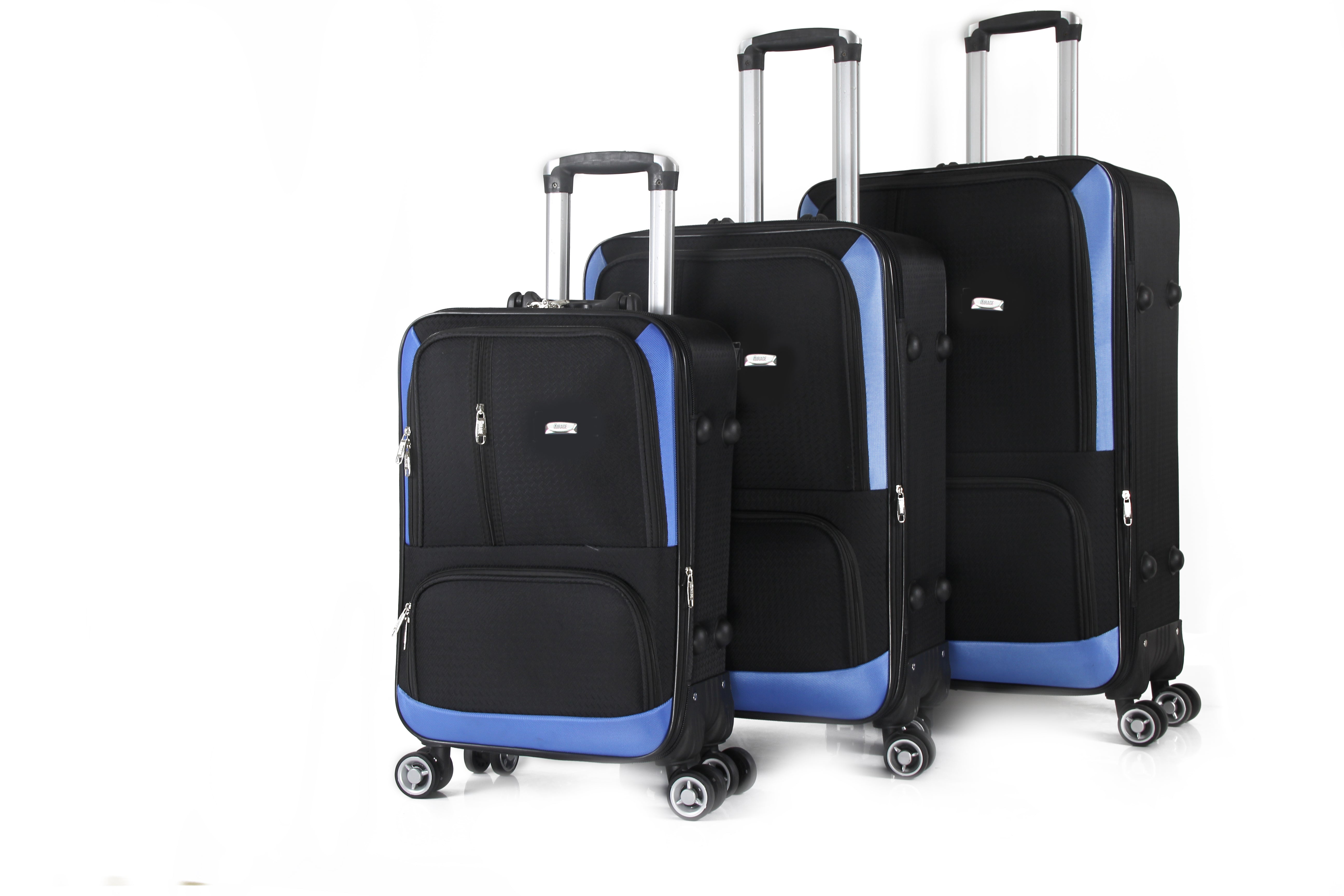 Mirage Dominic Soft Shell Lightweight Expandable 360 Dual Spinning Wheels Combo Lock 28", 24", 20" 3 Piece Luggage Set