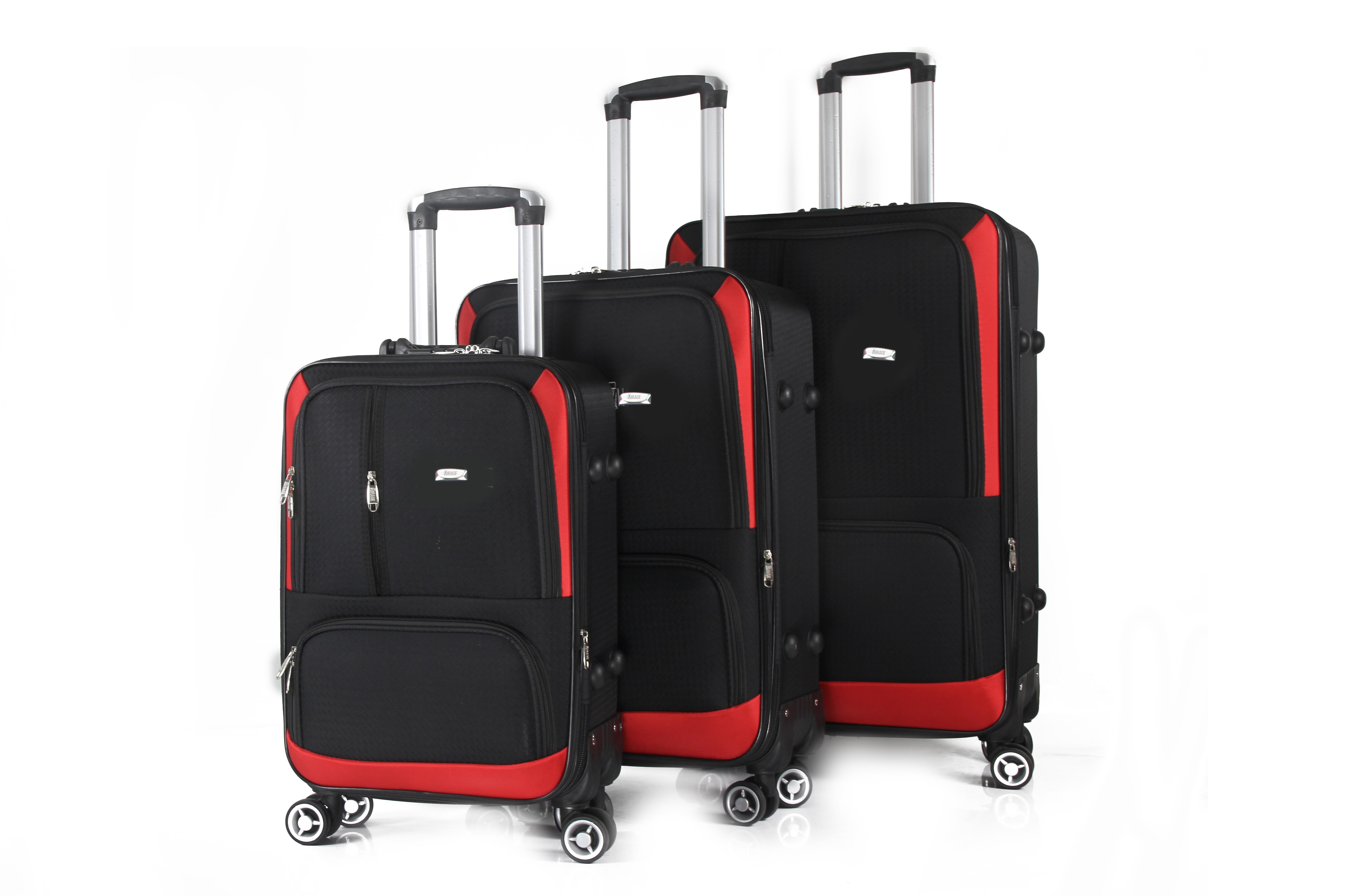 Mirage Dominic Soft Shell Lightweight Expandable 360 Dual Spinning Wheels Combo Lock 28", 24", 20" 3 Piece Luggage Set