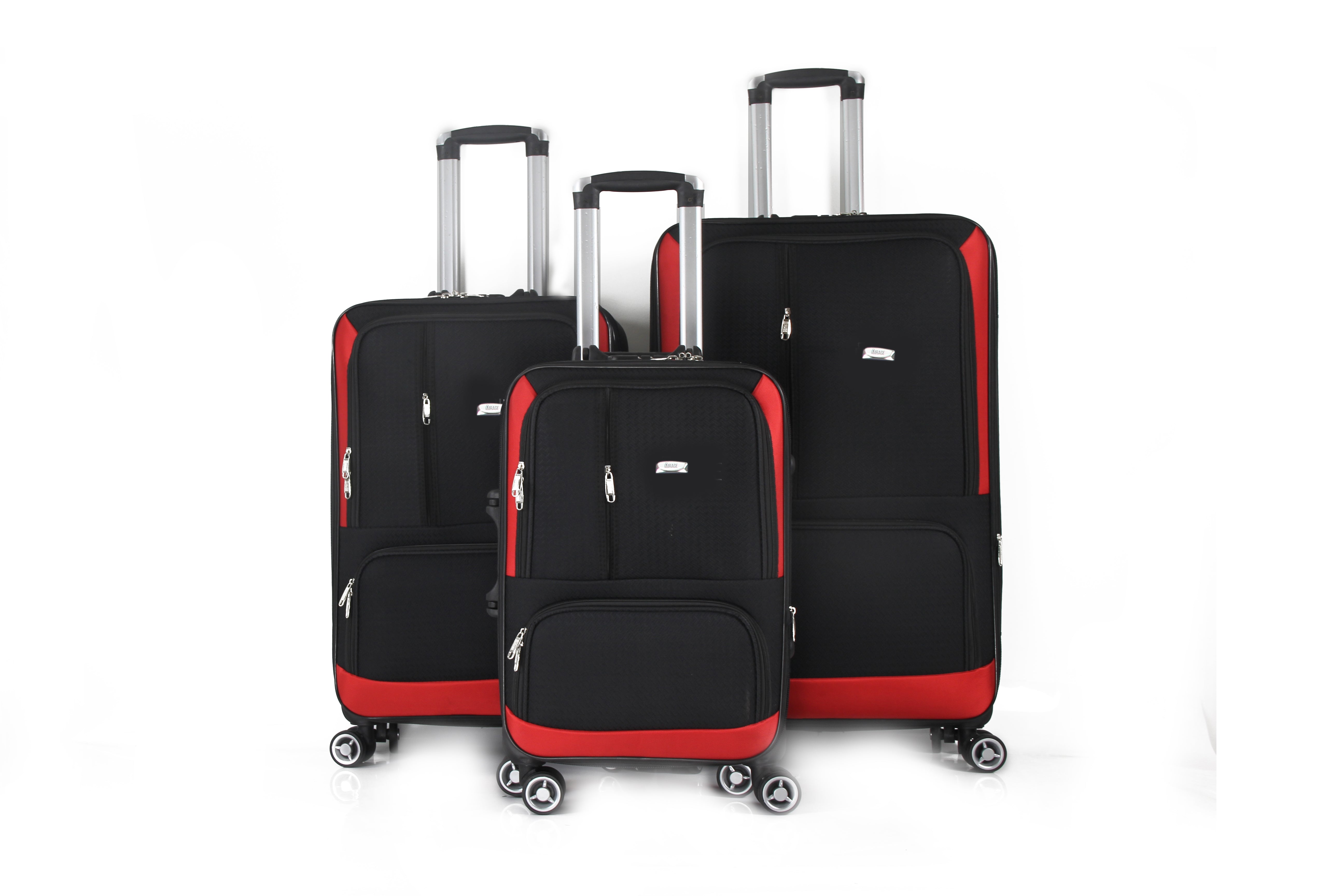 Mirage Dominic Soft Shell Lightweight Expandable 360 Dual Spinning Wheels Combo Lock 28", 24", 20" 3 Piece Luggage Set