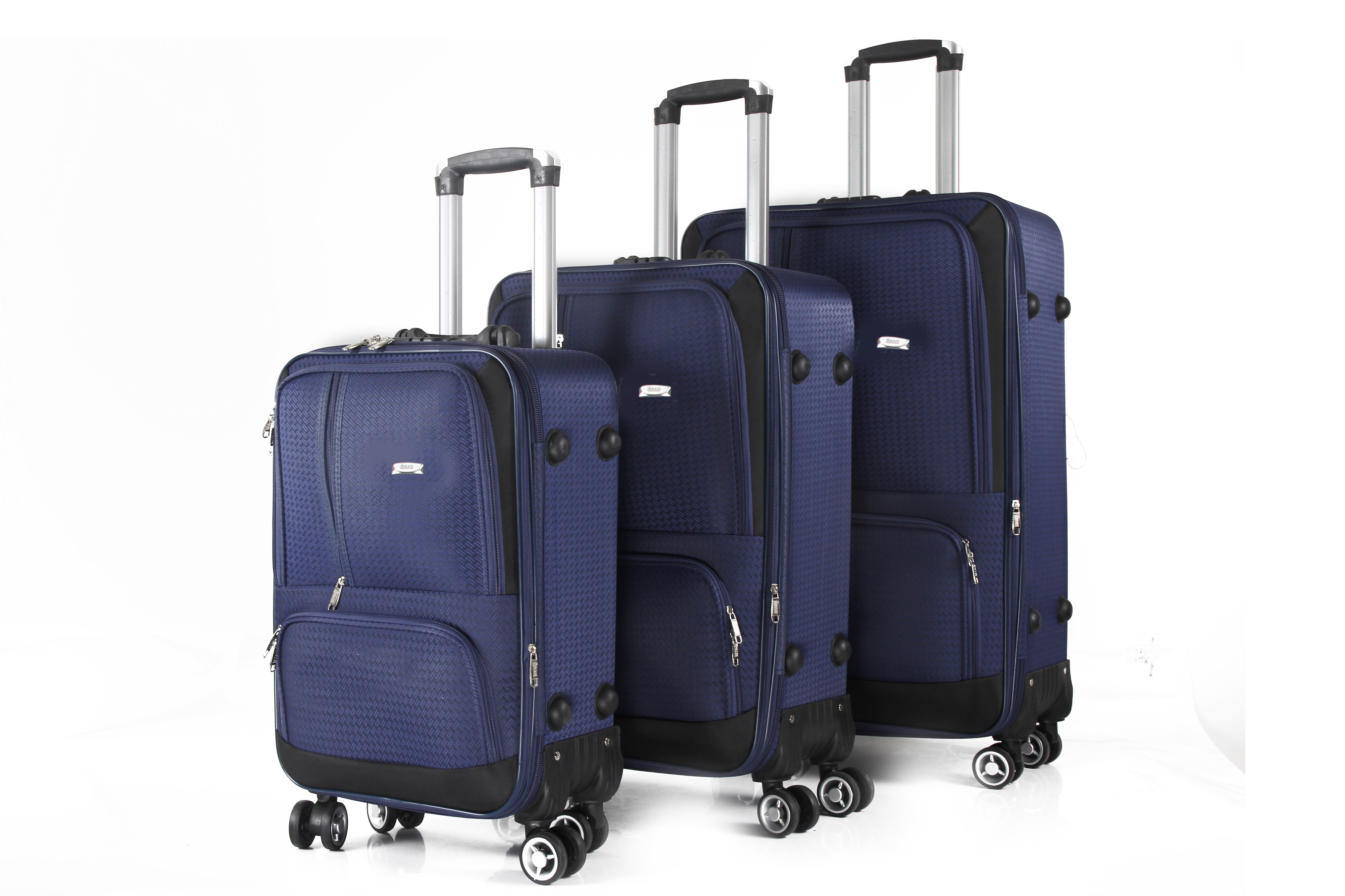 Mirage Dominic Soft Shell Lightweight Expandable 360 Dual Spinning Wheels Combo Lock 28", 24", 20" 3 Piece Luggage Set