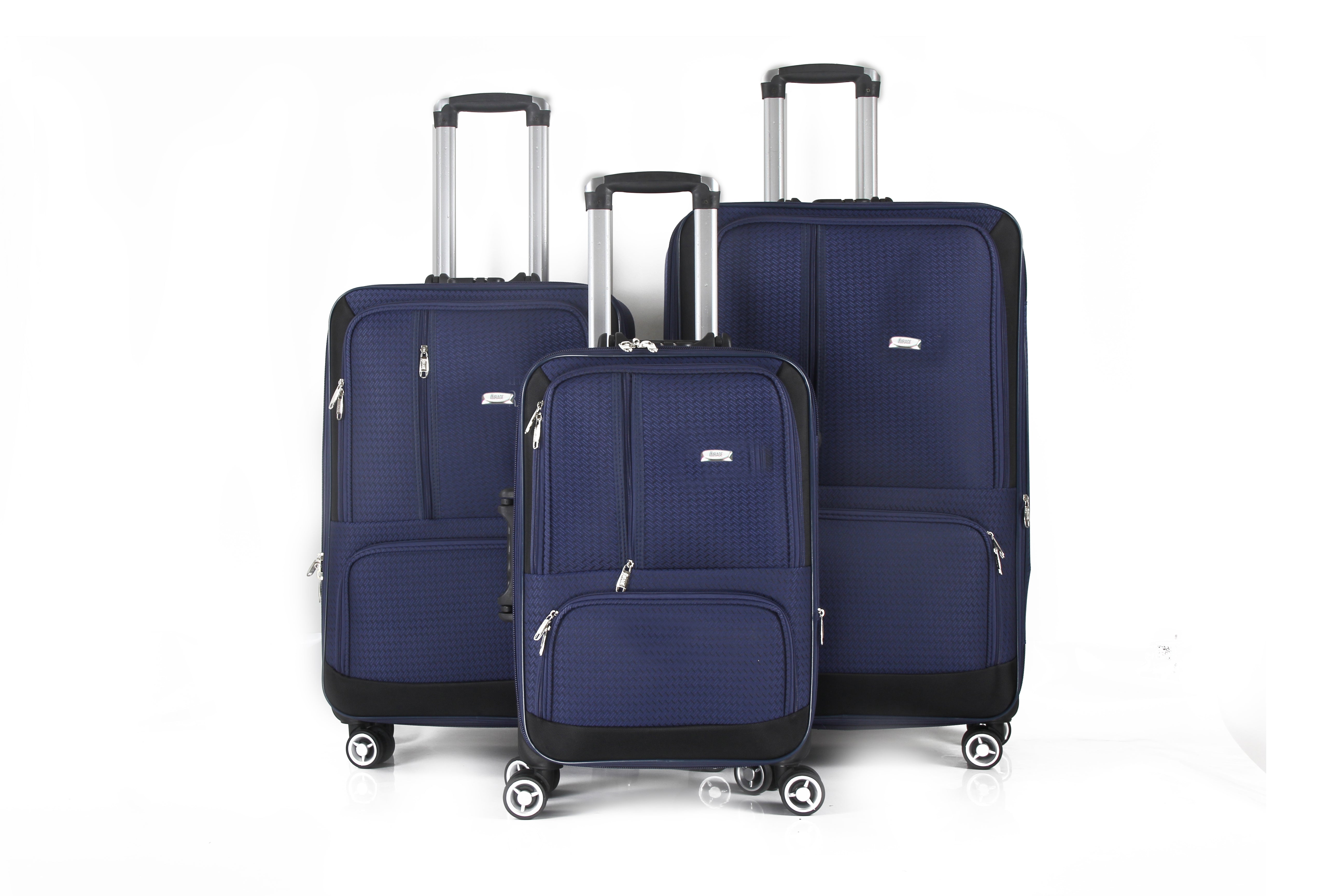 Mirage Dominic Soft Shell Lightweight Expandable 360 Dual Spinning Wheels Combo Lock 28", 24", 20" 3 Piece Luggage Set