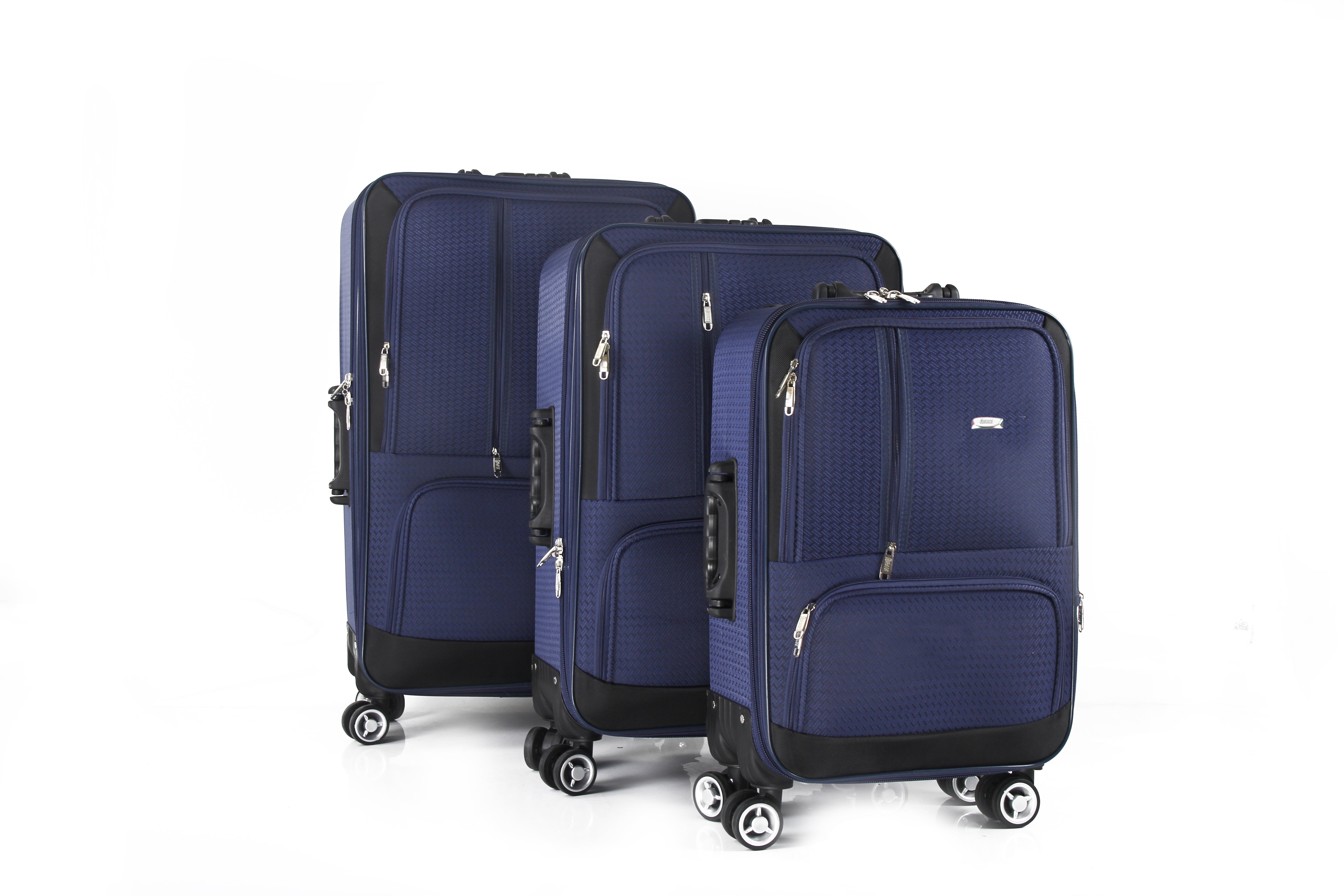 Mirage Dominic Soft Shell Lightweight Expandable 360 Dual Spinning Wheels Combo Lock 28", 24", 20" 3 Piece Luggage Set