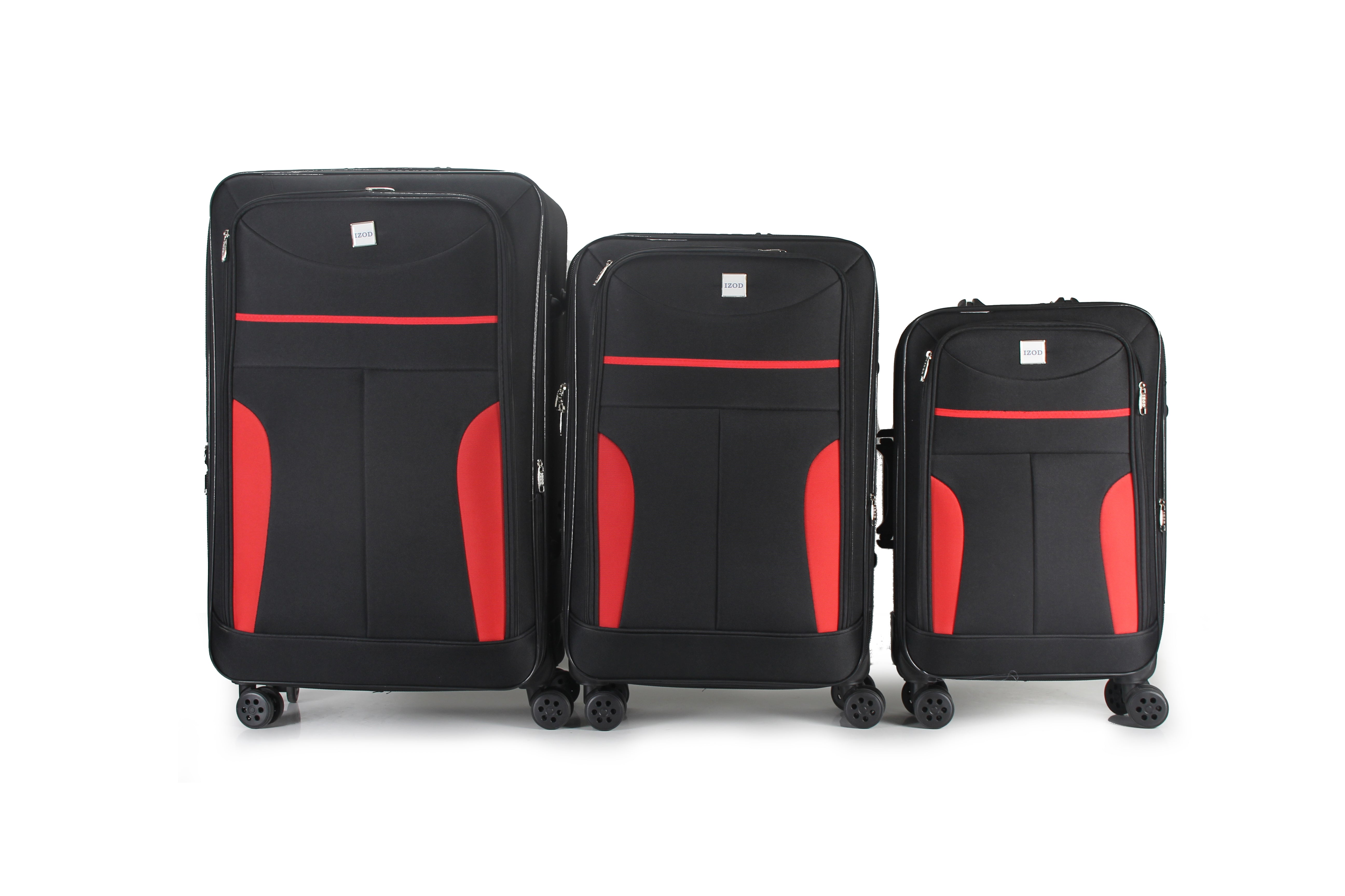 IZOD Janna Soft Shell Lightweight Expandable 360 Dual Spinning Wheels Combo Lock 28", 24", 20" 3 Piece Luggage Set