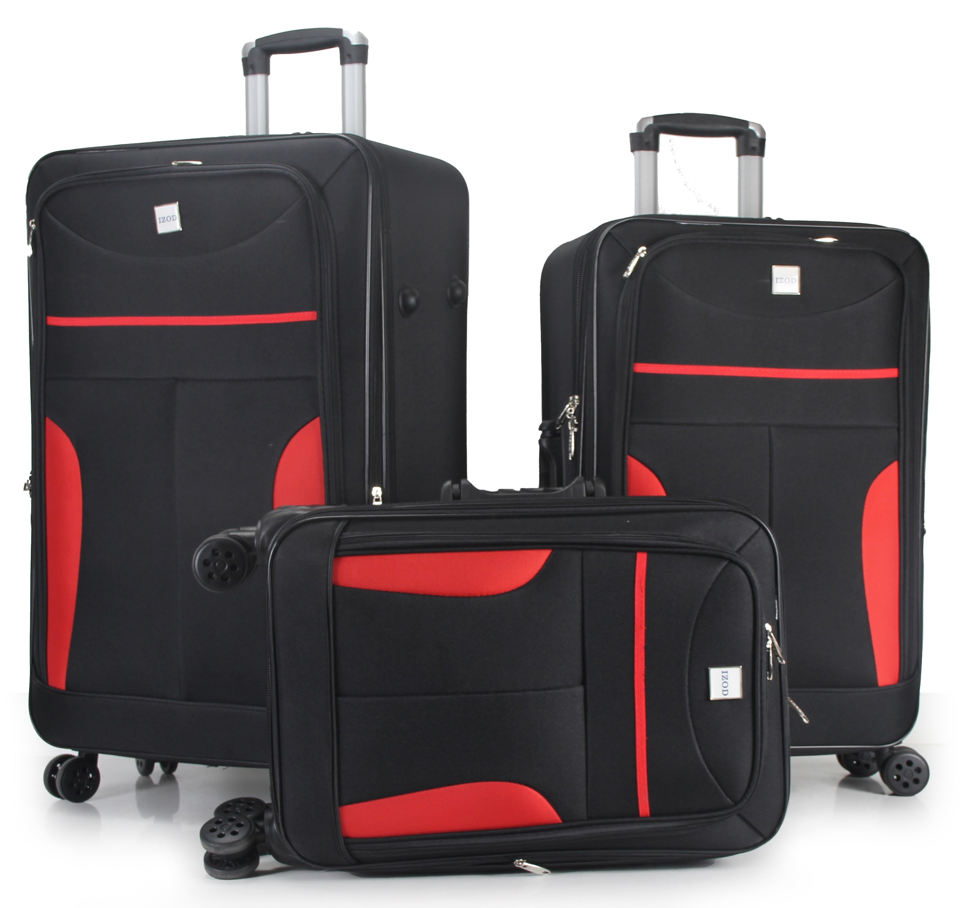 IZOD Janna Soft Shell Lightweight Expandable 360 Dual Spinning Wheels Combo Lock 28", 24", 20" 3 Piece Luggage Set