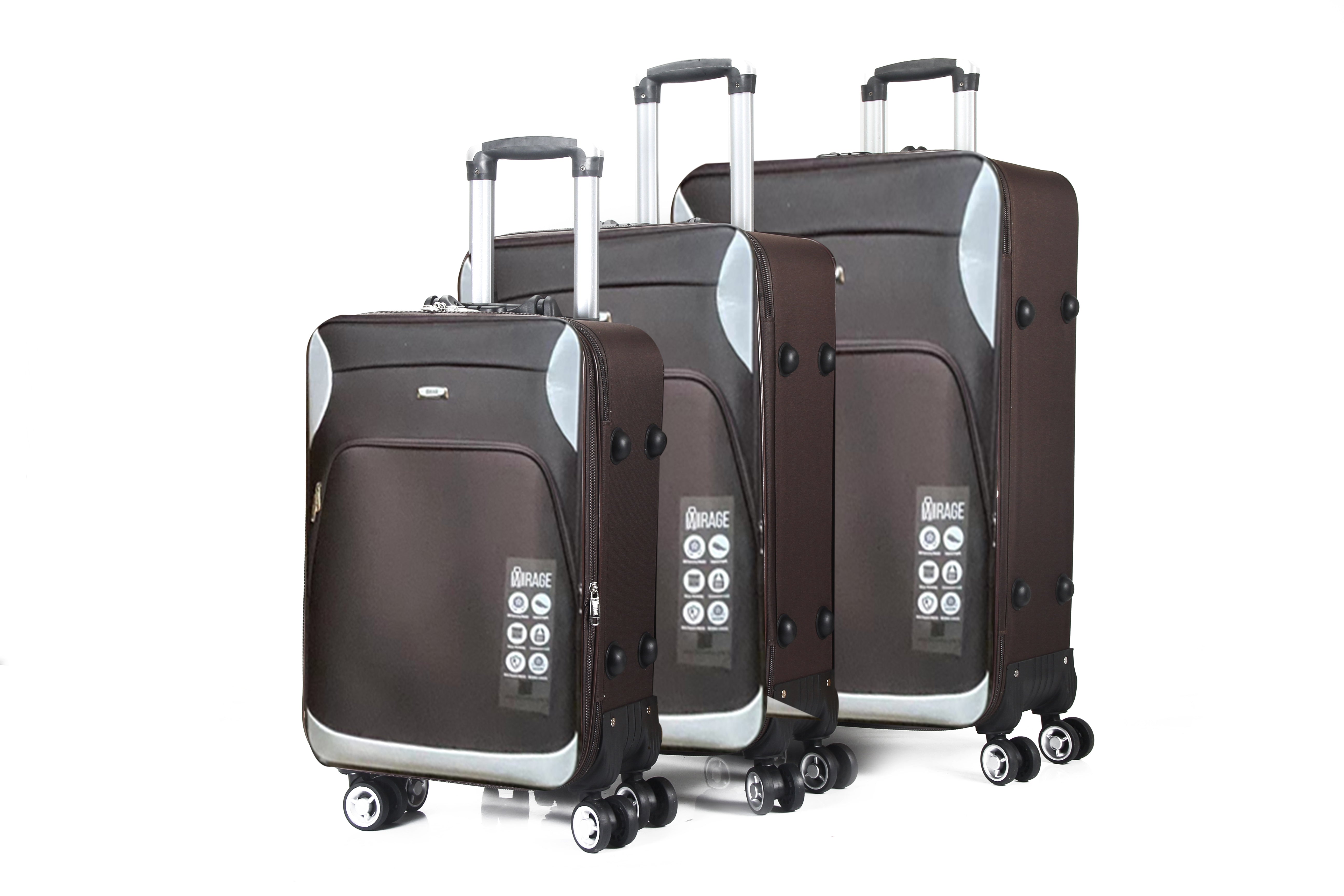 Mirage Letty Soft Shell Lightweight Expandable 360 Dual Spinning Wheels Combo Lock 28", 24", 20" 3 Piece Luggage Set