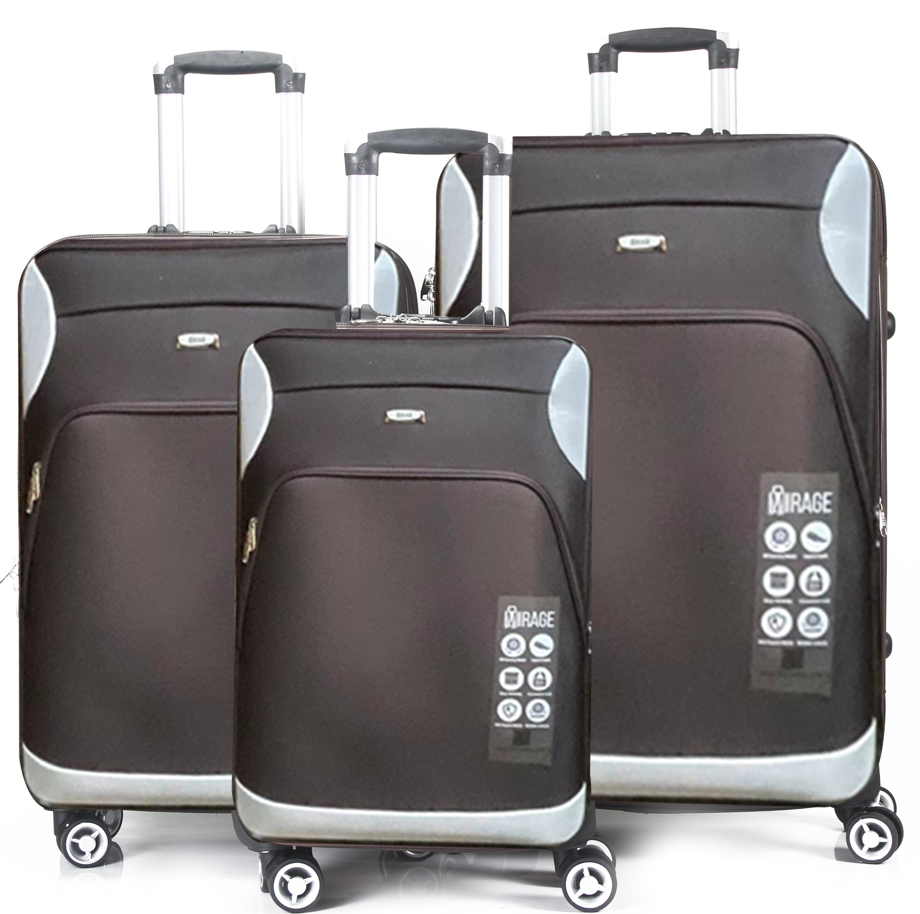 Mirage Letty Soft Shell Lightweight Expandable 360 Dual Spinning Wheels Combo Lock 28", 24", 20" 3 Piece Luggage Set