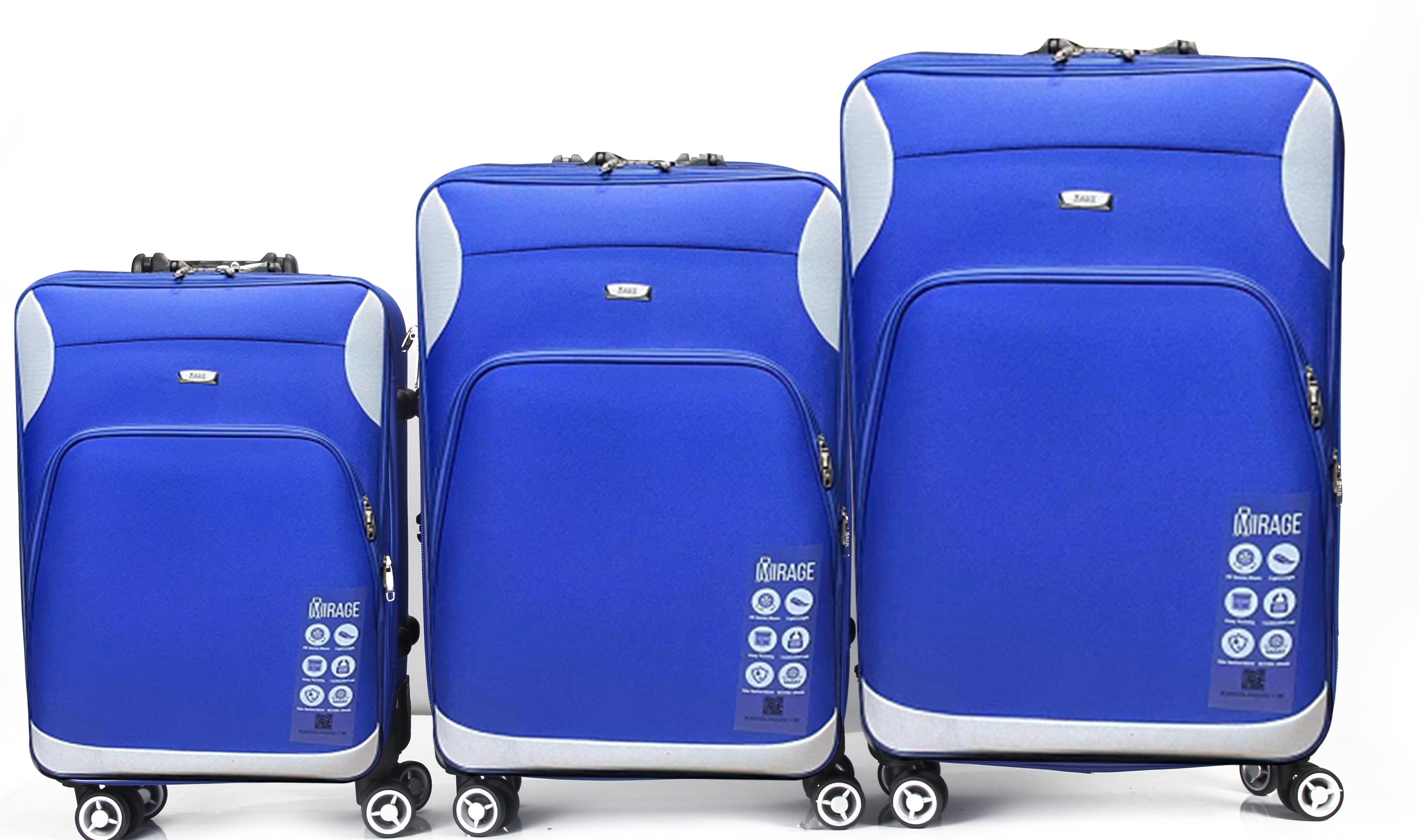 Mirage Letty Soft Shell Lightweight Expandable 360 Dual Spinning Wheels Combo Lock 28", 24", 20" 3 Piece Luggage Set