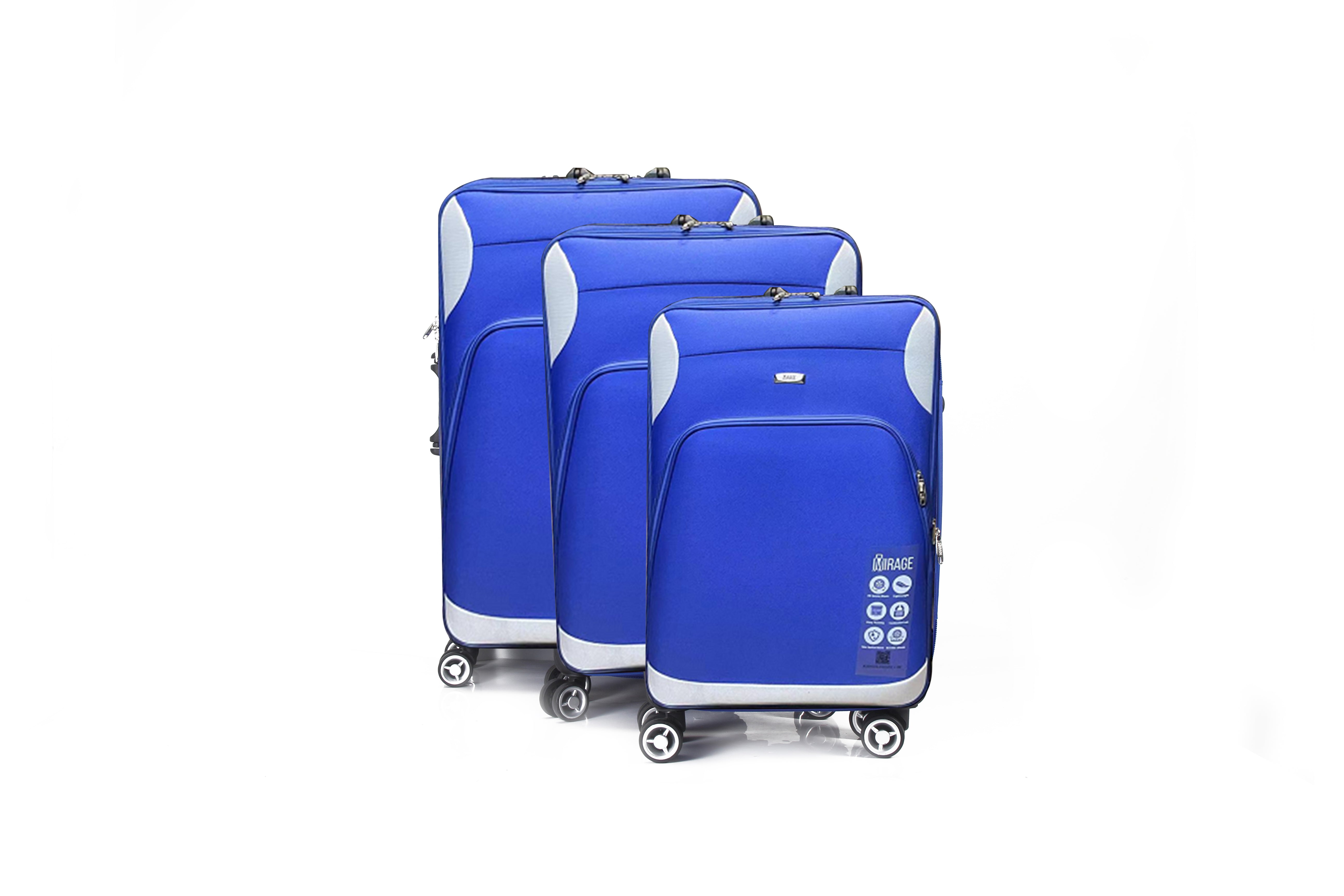 Mirage Letty Soft Shell Lightweight Expandable 360 Dual Spinning Wheels Combo Lock 28", 24", 20" 3 Piece Luggage Set