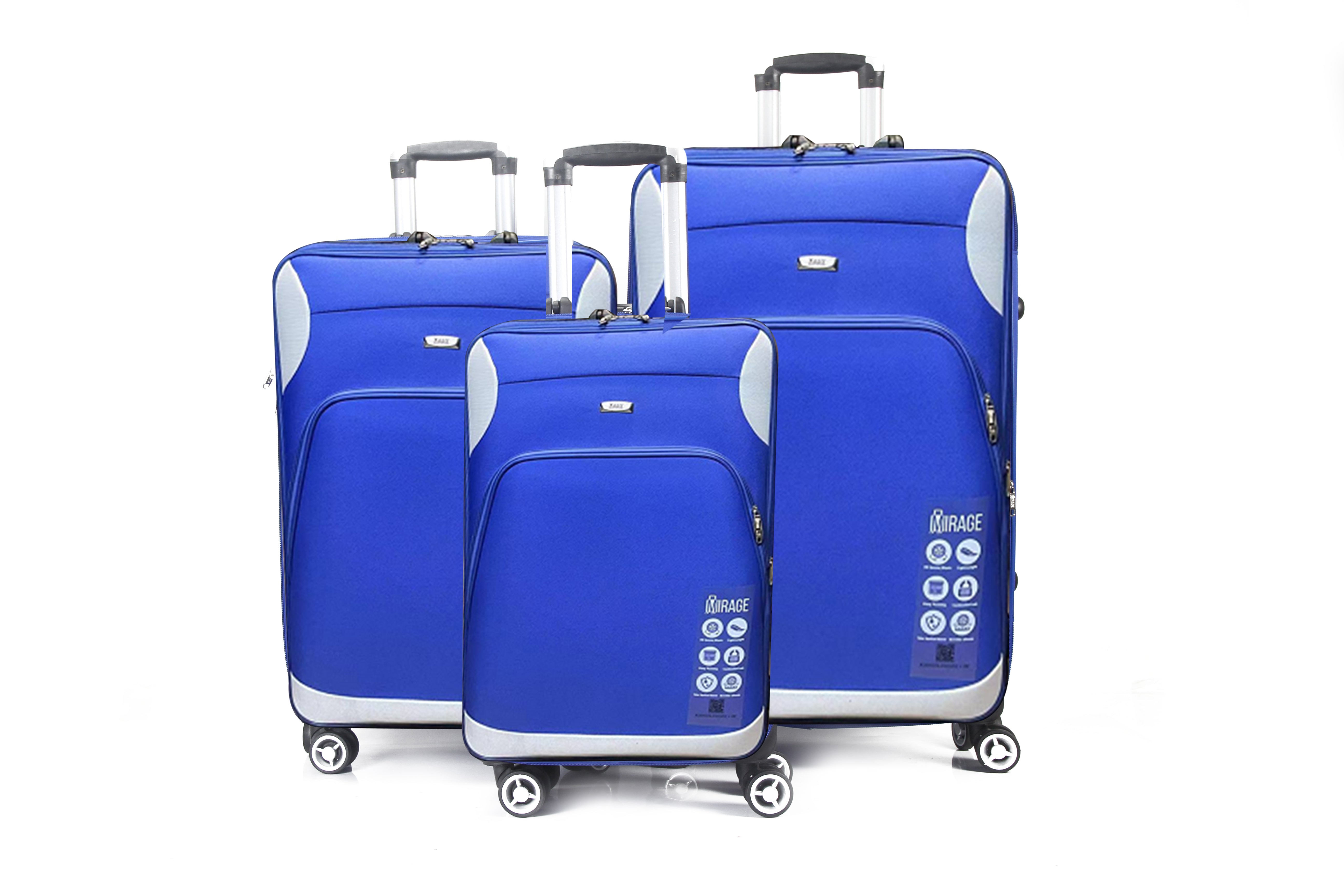 Mirage Letty Soft Shell Lightweight Expandable 360 Dual Spinning Wheels Combo Lock 28", 24", 20" 3 Piece Luggage Set