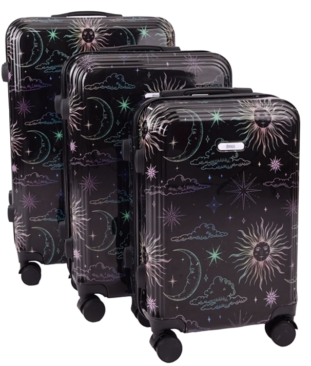 Mirage Leila ABS Hard shell Lightweight 360 Dual Spinning Wheels Combo Lock 28", 24", 20" 3 Piece Luggage Set (Cosmos)