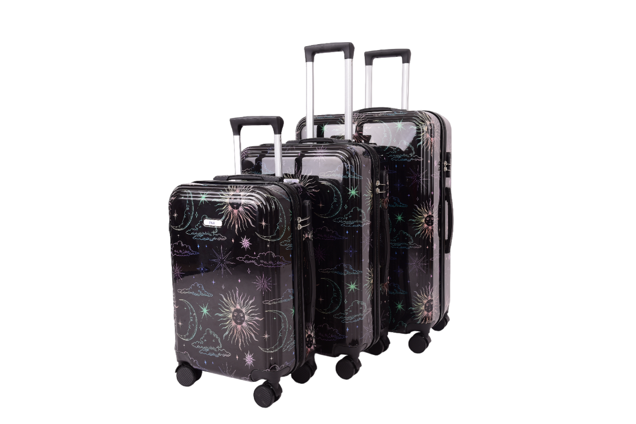 Mirage Leila ABS Hard shell Lightweight 360 Dual Spinning Wheels Combo Lock 28", 24", 20" 3 Piece Luggage Set (Cosmos)