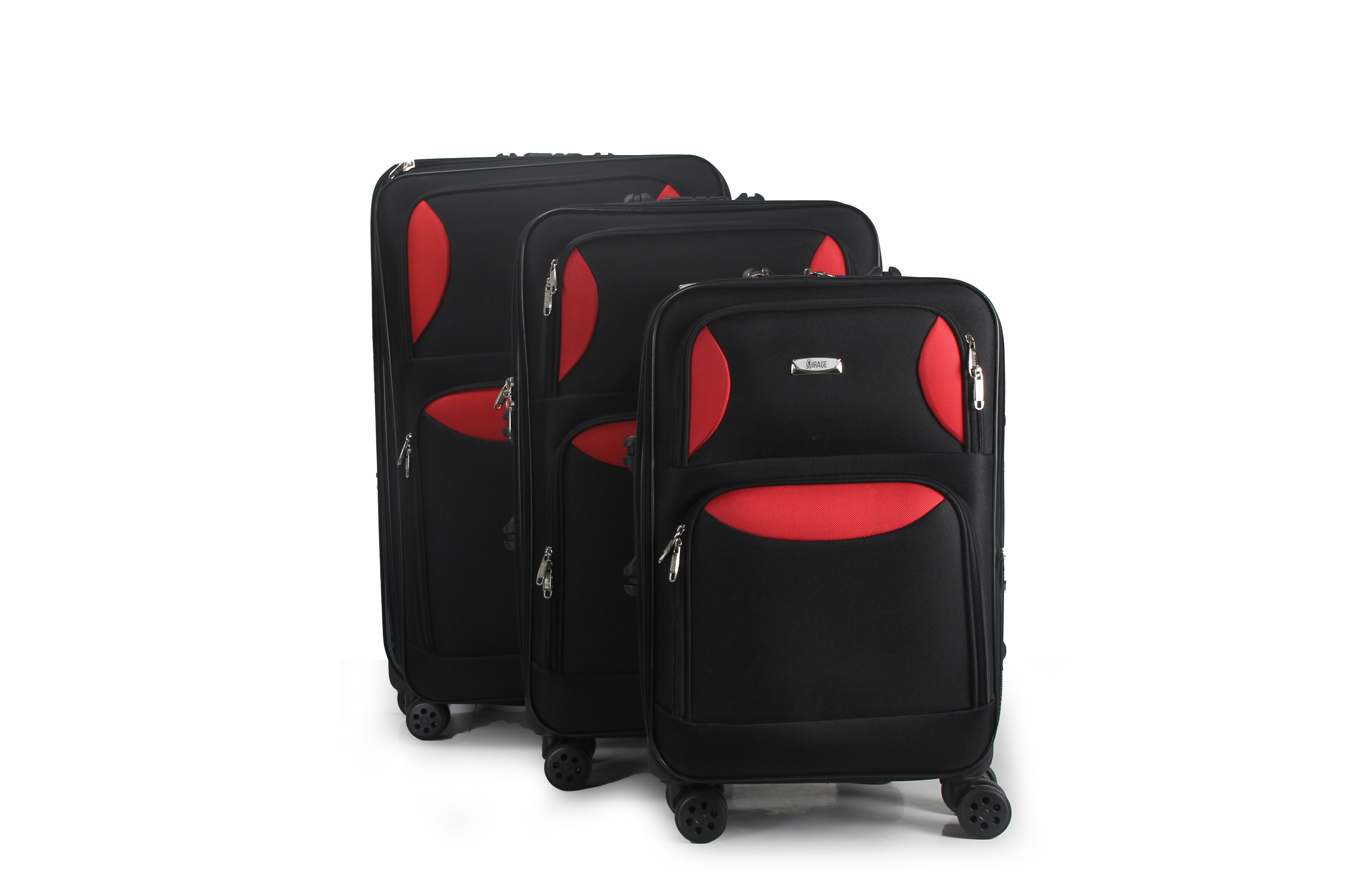 Mirage Zoe Soft Shell Lightweight Expandable 360 Dual Spinning Wheels Combo Lock 28", 24", 20" 3 Piece Luggage Set