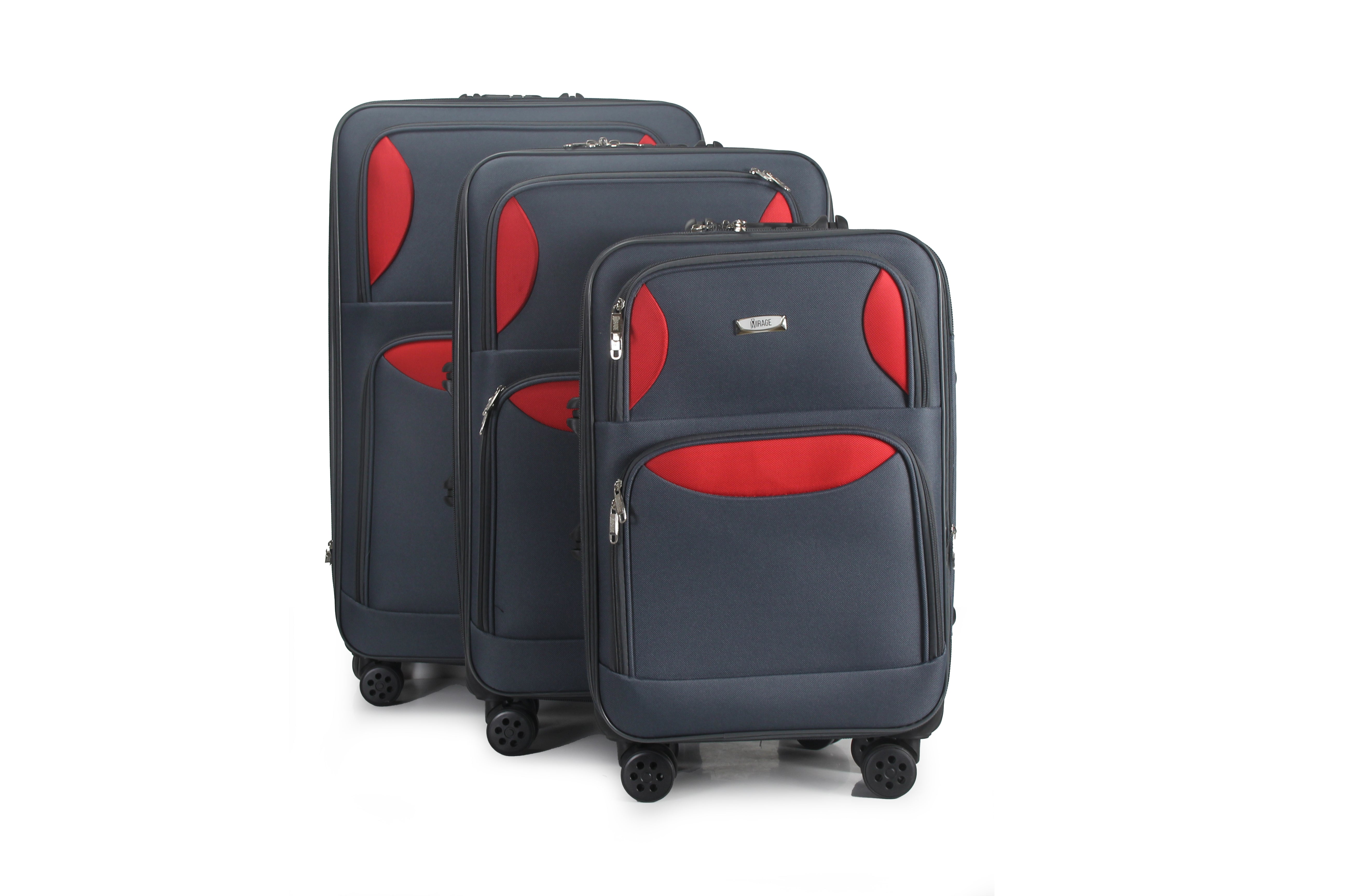 Mirage Zoe Soft Shell Lightweight Expandable 360 Dual Spinning Wheels Combo Lock 28", 24", 20" 3 Piece Luggage Set