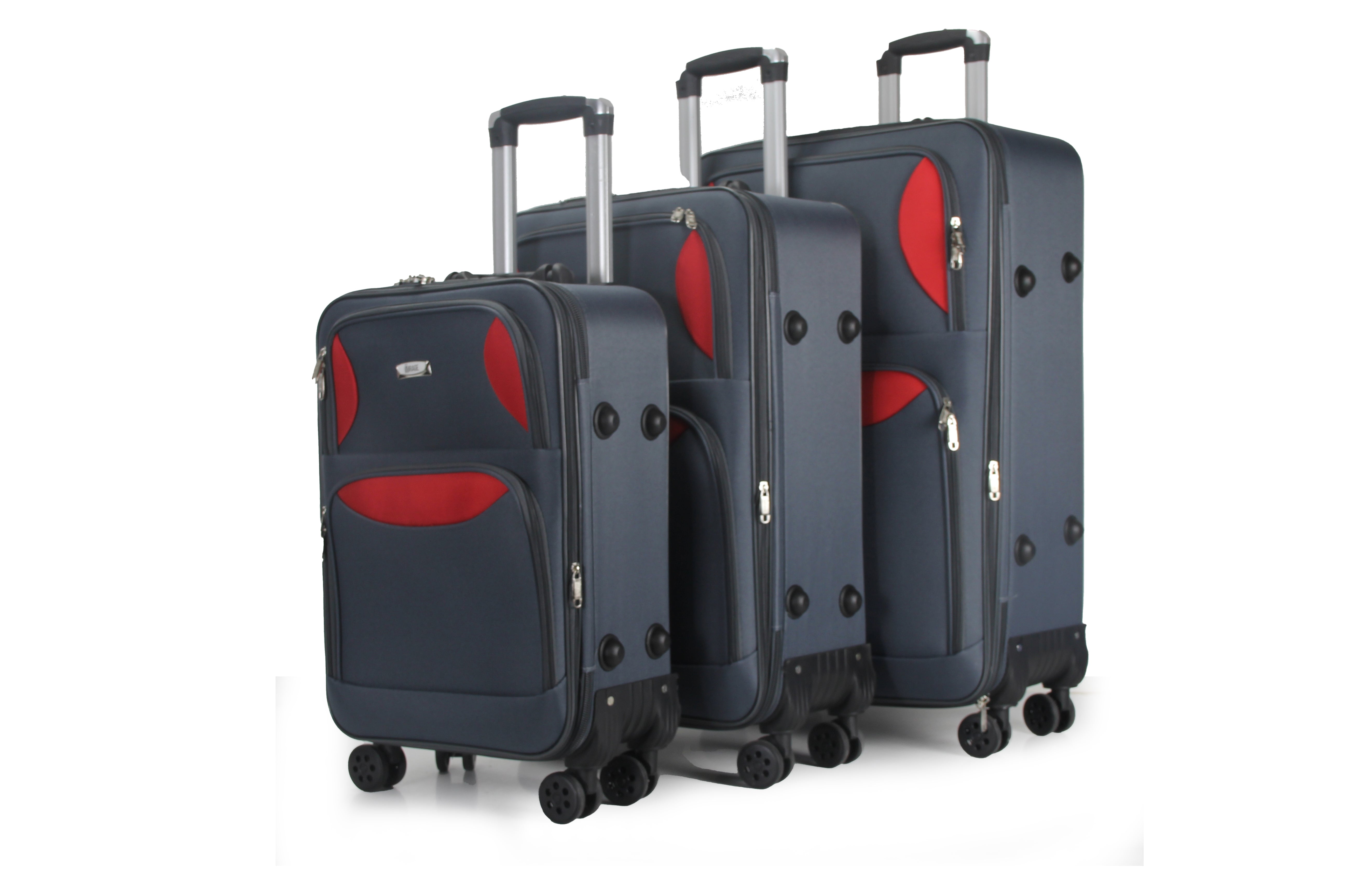 Mirage Zoe Soft Shell Lightweight Expandable 360 Dual Spinning Wheels Combo Lock 28", 24", 20" 3 Piece Luggage Set